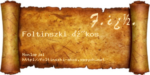 Foltinszki Ákos névjegykártya